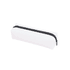 A white polyester pencil case with a black zip closure and a simple design. It features a small logo.