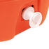 An orange 28L water dispenser cooler box with a white tap for easy pouring. It features a smooth textured surface and a logo.