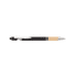 A black aluminium pen with a bamboo grip and silver accents, featuring a branding logo.