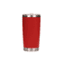 A drink bottle featuring a sleek red stainless steel exterior and a silver stainless steel base. It has a lid and a logo.