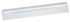 A 30cm plastic ruler in white, featuring a magnifying viewer and measurement markings along its edge.