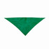 A green triangular bandana displayed flat, featuring a logo in one corner.