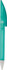 A twist-action plastic pen in a frosted turquoise colour with a translucent barrel and a silver tip.
