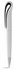 A twist-action ballpoint pen in white with a styled black clip and a subtle logo on the clip.