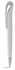 A white twist-action ballpoint pen with a styled clip and a small logo.
