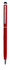 A red slimline metal twist-action stylus pen with a silver accent and a black top. It features a logo on the body.
