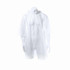 A white LDPE poncho displayed on a mannequin, featuring a hood and loose-fitting sleeves. It has a logo.
