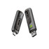 A grey 2 in 1 USB flash drive featuring USB-C and USB connectors, with logos on either side.
