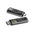 A grey 2 in 1 USB flash drive featuring a logo, with both USB and USB-C connectors.