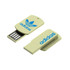 A natural straw USB flash drive in a pale green colour, featuring a logo on the front.