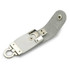 A USB flash drive with a grey seal leather cover and a silver metal casing, featuring a logo.