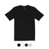 A classic fit black T-shirt with short sleeves, featuring a logo on the neckline and multiple colour options below.