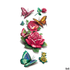 A collection of colourful, floral and butterfly designs, featuring pink roses and turquoise butterflies, with a brand logo.