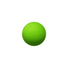 A bright green bouncy ball. The ball has a smooth, solid surface and features a logo.