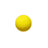 A yellow bouncy ball with a smooth, round surface, featuring a logo.