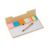 A Malta memo holder in beige with sticky notes in various colours and a pen on a weekly planner pad.