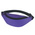 A purple bum bag with a zipper closure and an adjustable black strap. It features a logo on the side.