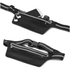 A black running pouch featuring a zippered pocket, adjustable straps, and space for a phone with earphones.