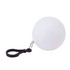 A white ball-shaped keyring with a black clip attachment. The product features a logo.
