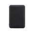 A black power bank made from recycled ABS material, featuring a logo and indicator lights on the front.
