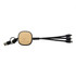 A USB charger cable with a bamboo centre and black connectors, featuring multiple connection options.