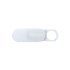 A sliding webcam blocker in white, featuring a round hole for easy attachment or use.