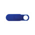 A blue sliding webcam blocker with a circular tab for easy adjustment and a smooth surface.