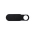 A black sliding webcam blocker with an oval shape and a circular opening for easy handling.