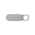 A grey sliding webcam blocker with a circular hole for easy attachment. Features a sleek, minimalist design.