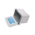 A white and grey 6L cooler box with a removable gel pack, featuring a lid that opens for access to the inside.