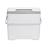 A white 13L cooler box with a grey lid and a handle for easy carrying. Contains a logo on the side.