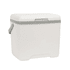 A 13L cooler box in white with a grey lid and handle, featuring a logo.