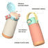 A drink bottle featuring a pastel colour scheme, ergonomic handle, pop-up lid, and silicone straw, with a durable plastic base.