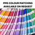 A selection of colour swatches in vibrant hues, showcasing various shades for printing and design.