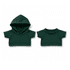 A set of green plush toy garments, including a hoodie and a short-sleeved top.