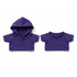 Two purple plush toy t-shirts, one with a hood and the other without, displayed together.