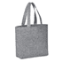 A grey felt shopper bag with two handles and a logo. The bag has a simple, structured design.