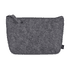 A grey RPET felt mini cosmetic bag with a zip closure and a small tag on the side.