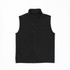 A black softshell vest with a high collar and three zippered pockets. Features a logo on the chest area.