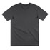 A plain dark grey women's T-shirt with a round neckline and short sleeves. It has a logo on the label.