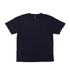 A black t-shirt with a classic crew neck design and short sleeves, featuring a logo on the inside label.