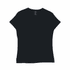 A black women's tee with a relaxed fit and a brand logo at the neckline.