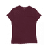 A maroon women's essential tee with a fitted shape, featuring a back label and a small logo.
