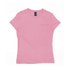 A pink women's essential tee featuring a fitted design and a small logo on the neckline.