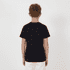 A black youth tee viewed from the back, featuring a simple design and short sleeves.