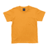 An orange youth T-shirt with a round neck and short sleeves, featuring a brand logo on the label.
