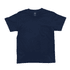 A navy blue essential tee with a classic t-shirt design and a logo on the label.