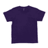 A purple youth T-shirt featuring a classic crew neck design and short sleeves, with a logo on the tag.