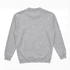 A grey crew sweatshirt with a rounded neckline and long sleeves, featuring ribbed cuffs and waist.