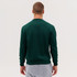 A green crew sweatshirt displayed from the back, featuring a simple design and a comfortable fit.